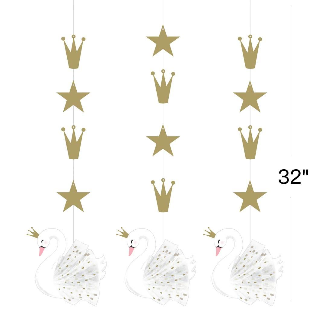 3x Stylish Swan Hanging Party Decorations 32" long by Creative Party available here at Karnival Costumes online party shop