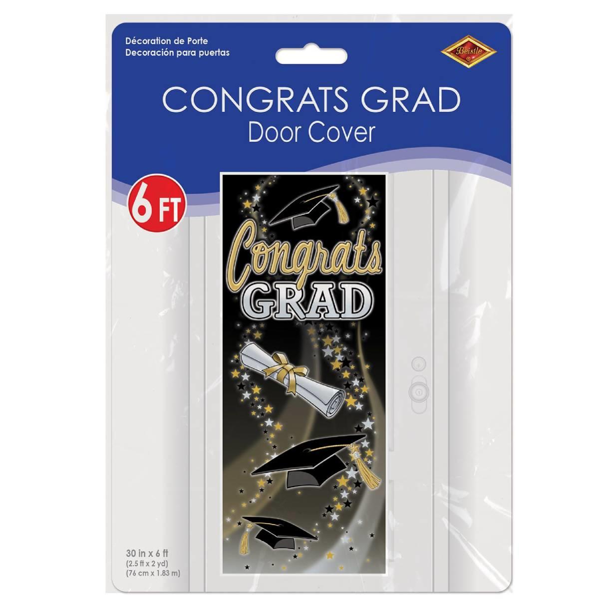 Packaging for our 6ft x 30" Graduation Party Door Cover in Plastic by Beistle 53596 and available here at Karnival Costumes online party shop