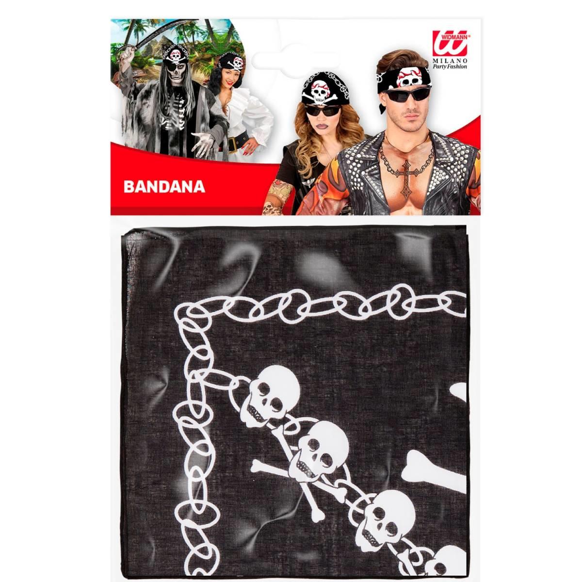 Packaging for Large Unisex Skull Bandana Pirate Scarf by Widmann 7147K available here at Karnival Costumes online party shop