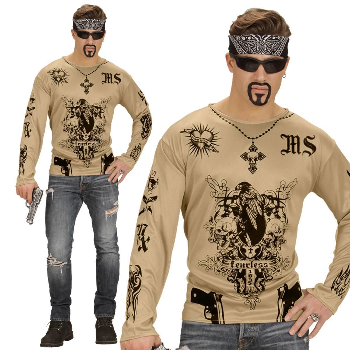 Latino Gangster Tattoo Shirt for men by Widmann 0740 | Karnival Costumes