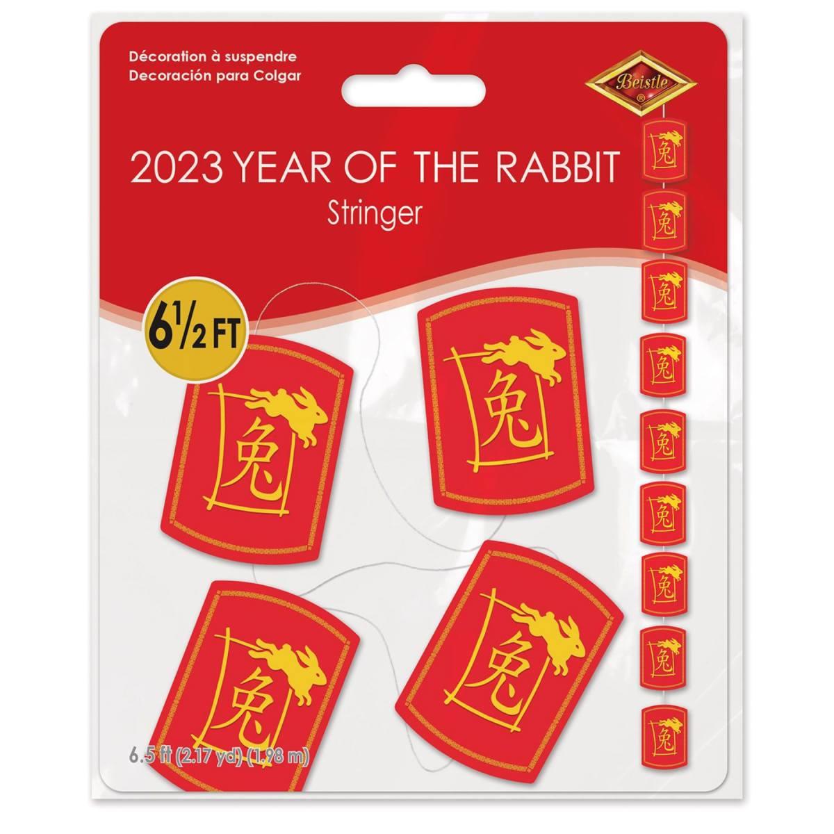 Packaging for our 2023 Chinese New Year Rabbit 78" Stringer Hanging Decoration by Beistle 54865-RAB available here at Karnival Costumes online party shop