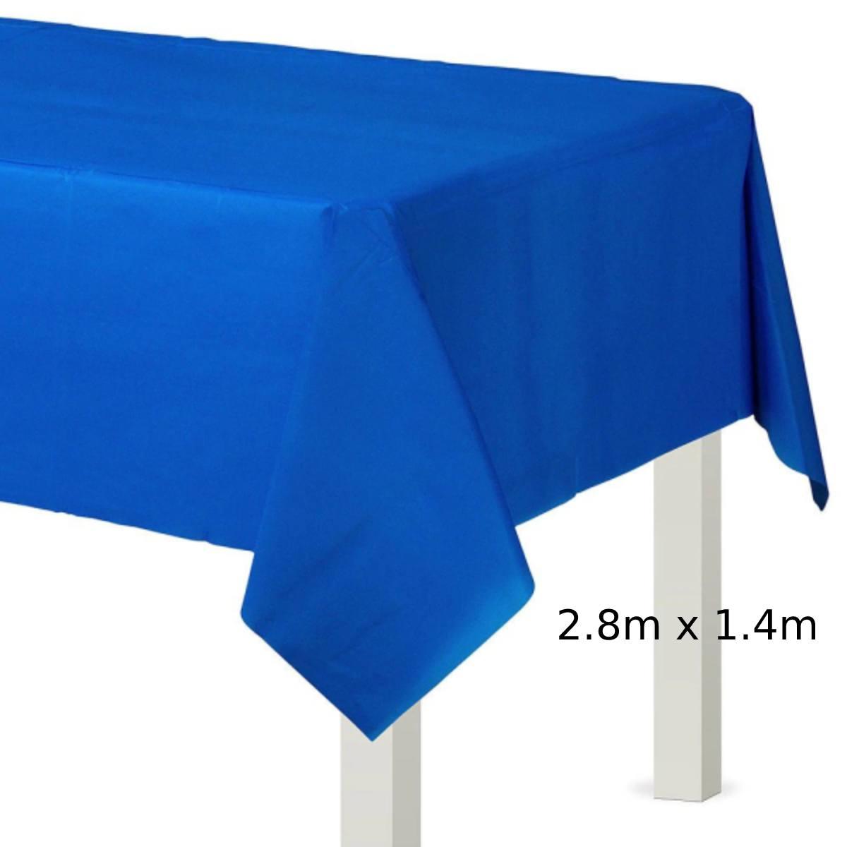 Bright Royal Blue Plastic Tablecover measuring 137cm x 274cm by Amscan 77015-105 available here at Karnival Costumes online party shop