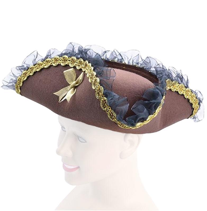 Tricorn Merchant Hat in Brown Felt from Karnival Costumes
