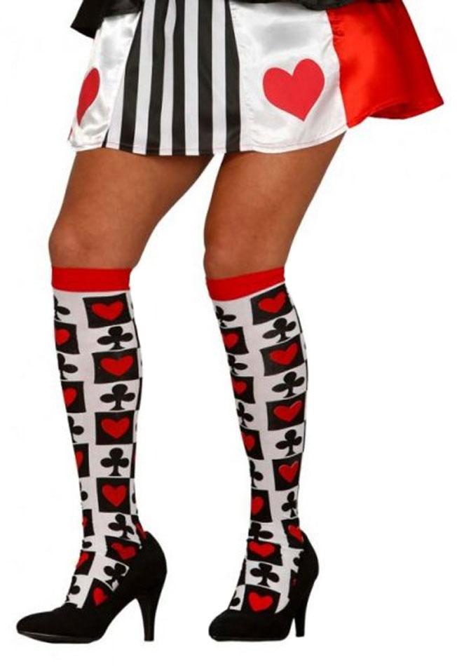 Playing Card Knee Length Socks by Guirca 18614 and available in the UK from Karnival Costumes