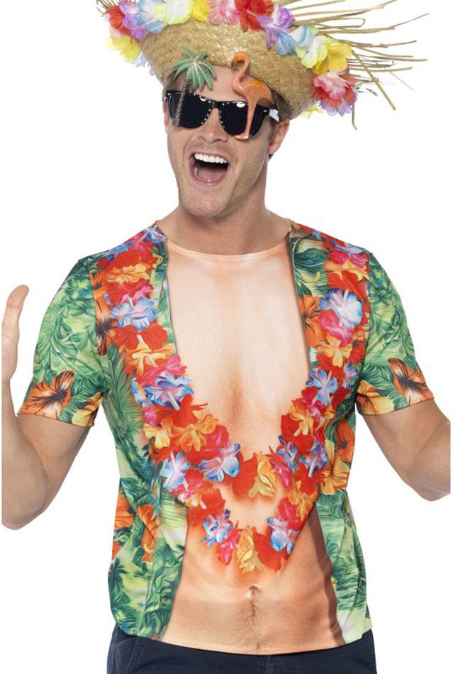 Hawaiian T-Shirt Beach Party Luau Costume by Smiffy 45541 available here at Karnival Costumes online party shop