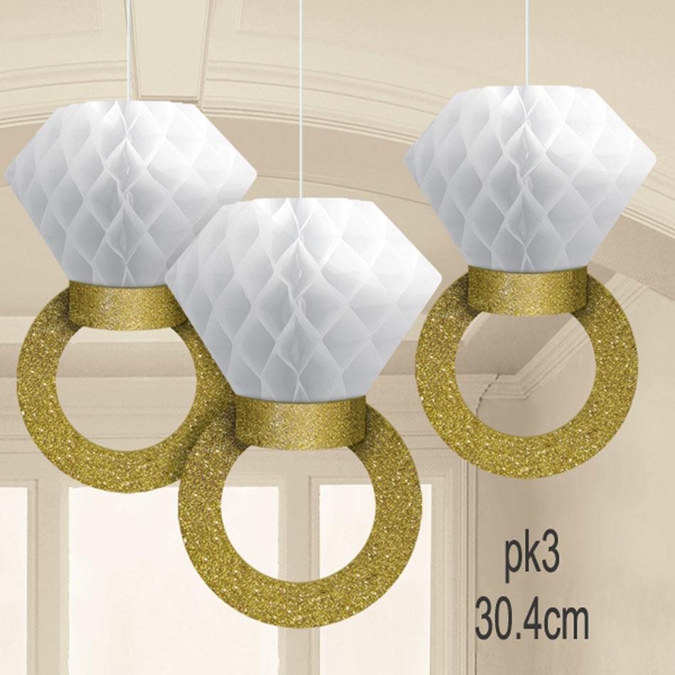 Pk 3 Honeycomb Ring Decorations. By Amscan 290047 they are available here at Karnival Costumes online party shop