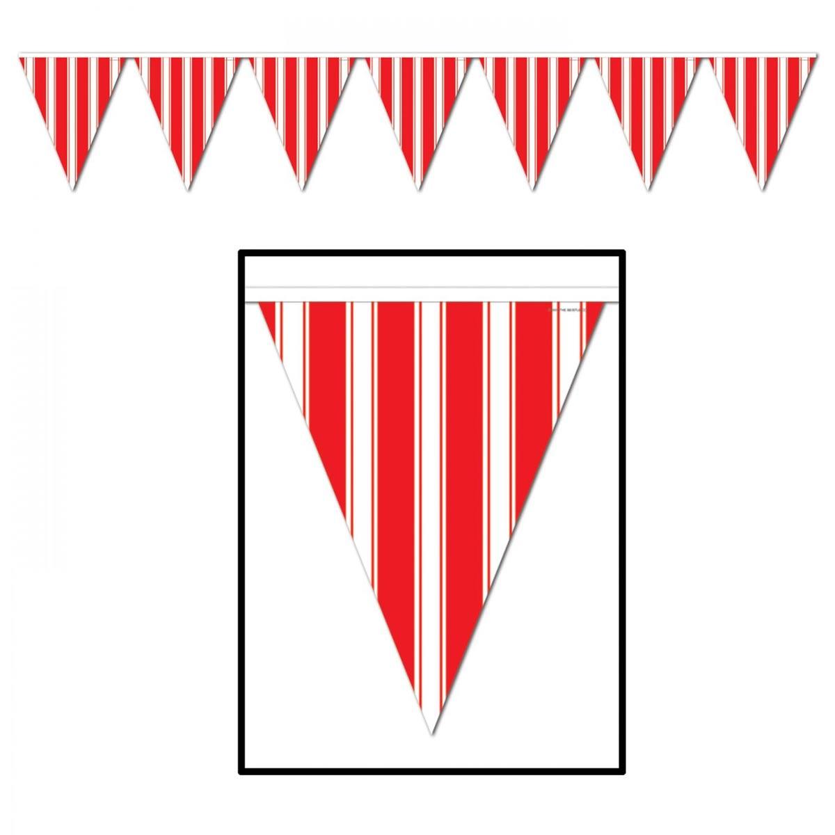 Red and White Stripe Pennant Bunting by Beistle 57520 available here at Karnival Costumes online party shop
