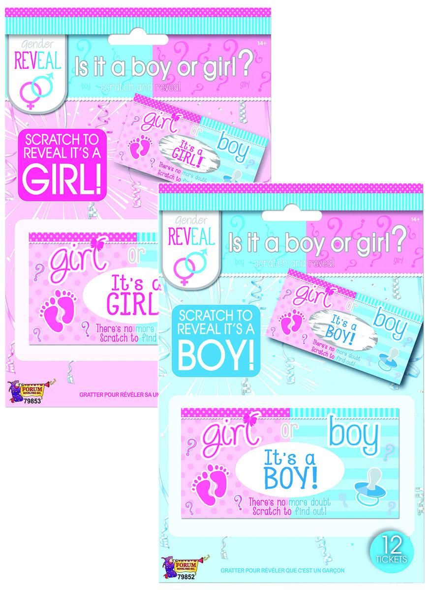 Scratch Card Gender Reveal Lotto Tickets - 12 Cards by Forum Noveltioes 79852 (boy) / 79853 (girl) available here at Karnival Costumes online party shop