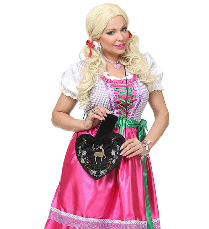 Embroidered Bavarian Oktoberfest Handbag, big enough for your mobile and other bits - by Widmann 7793 available from a collection here at Karnival Costumes online party shop