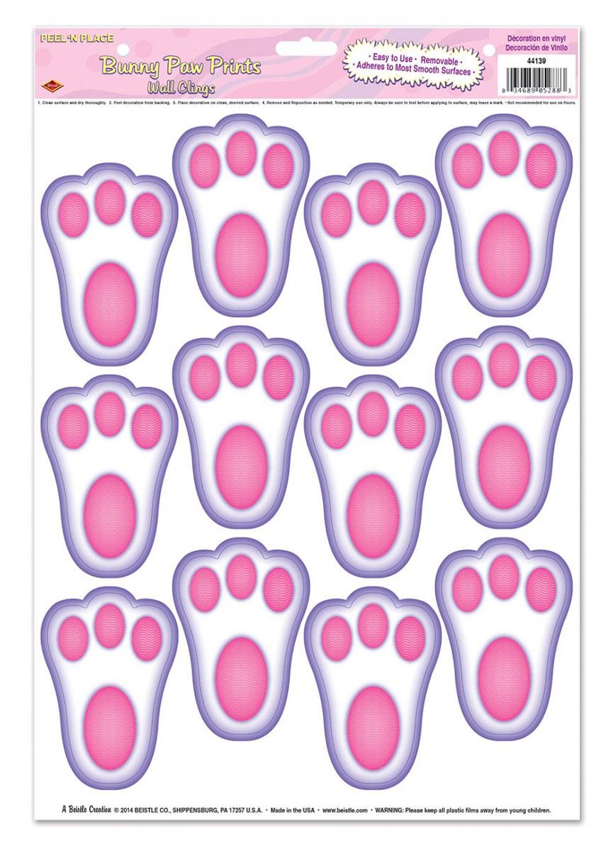 Bunny Paw Prints Peel 'N Place Decorations by Beistle 44139 available here at Karnival Costumes online party shop