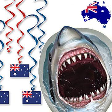 Australia Day party decorations includig Australian flags and bunting all available here at Karnival Costumes online party shop