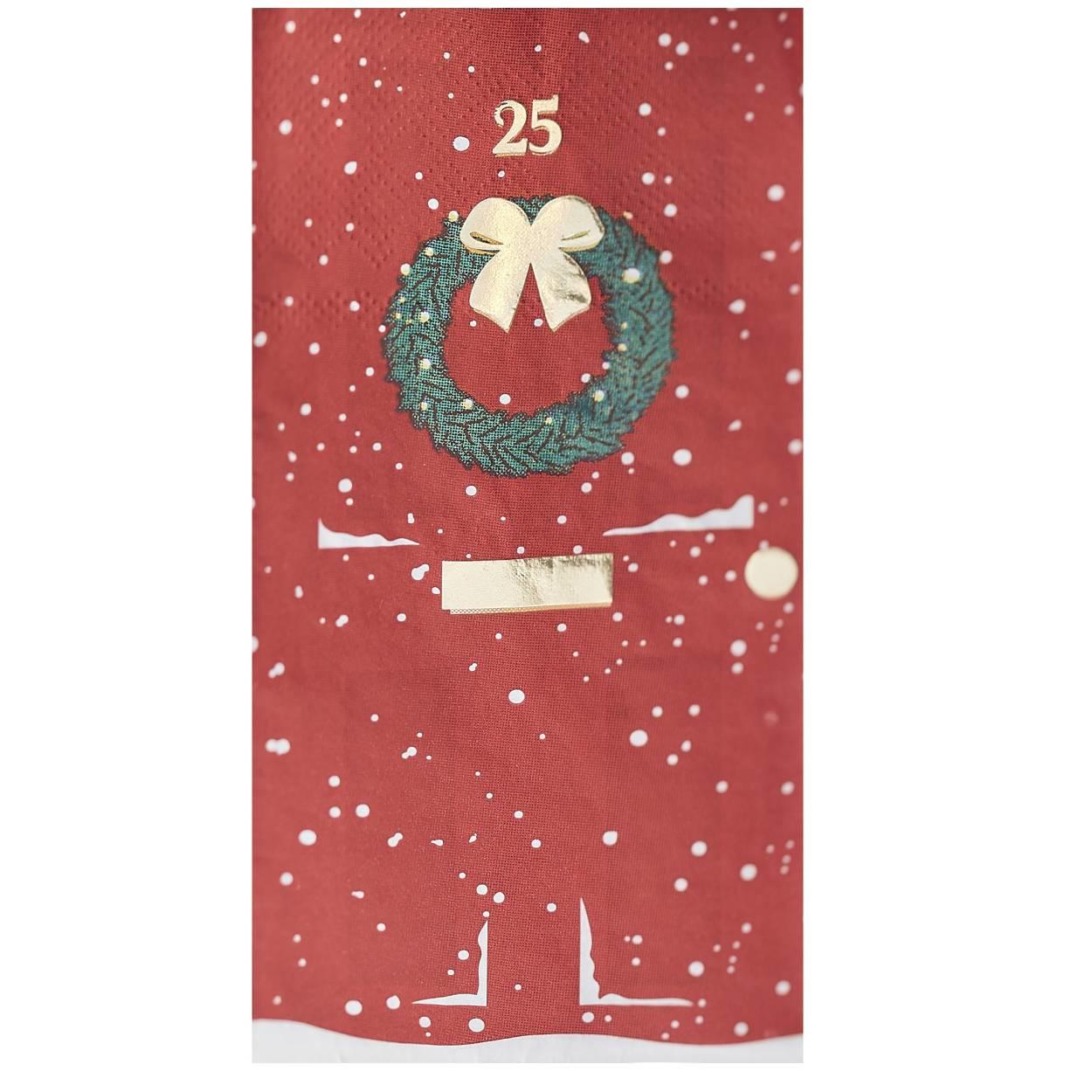 Deck the Halls foiled Christmas Front Door napkins by Ginger Ray Red-569 available here at Karnival Costume online Christmas party shop