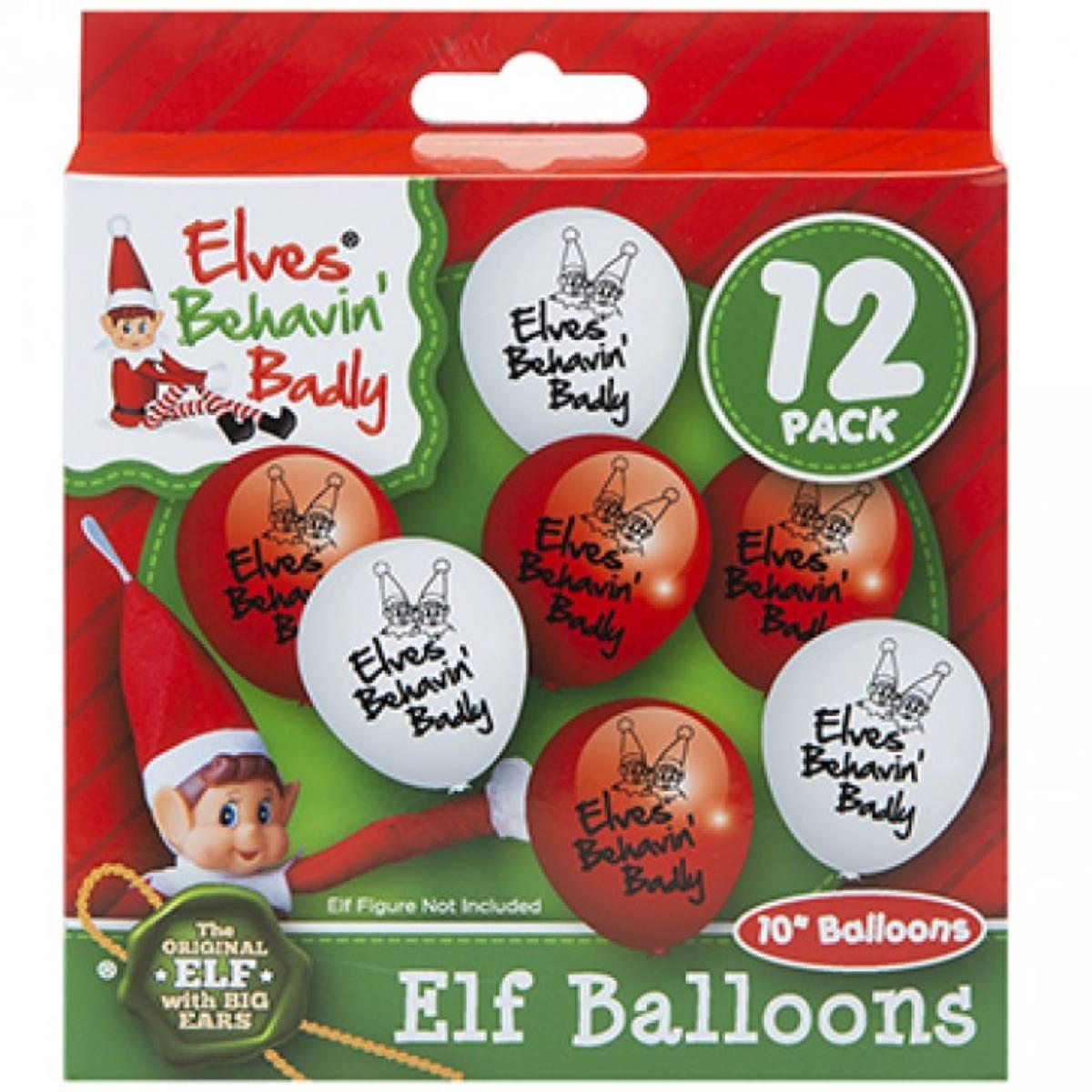 Elves Behavin' Badly Printed Elf Balloons 10" Pk12 by PMS 500171 available here at Karnival Costumes online party shop