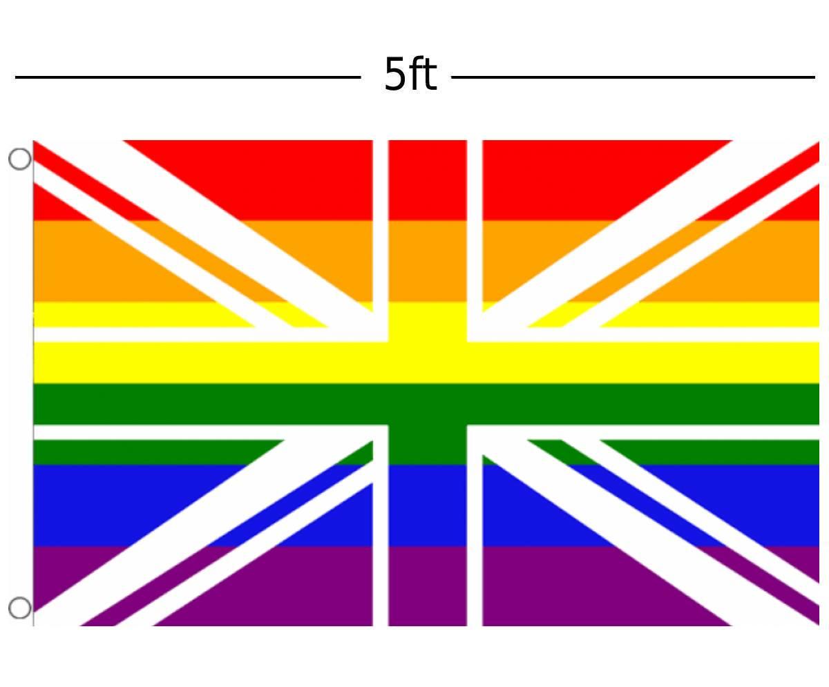 5ft x 3ft Rainbow Union Jack Flag RAUJ01 available here at Karnival Costumes online party shop