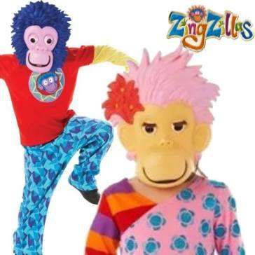 Zingzillas TV show character fancy dress costumes for boys and girls. Both Panzee and Zak dress-up outfits for kids available here at Karnival Costumes online party shop.