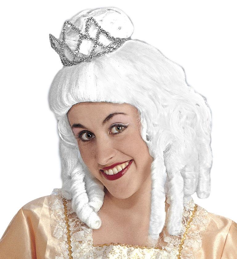 Colonial Princess Wig in White With Tiara by Widmann M6177 available here at Karnival Costumes online party shop