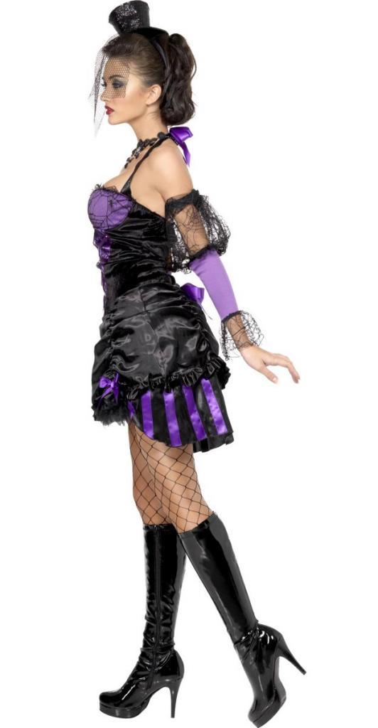 Can Can Burlesque Halloween Fancy Dress Costume for Ladies - Side View