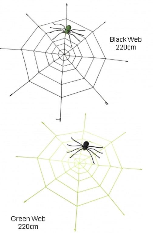 Giant Green Spiderweb with Light Up Spider from Halloween at Karnival Costumes