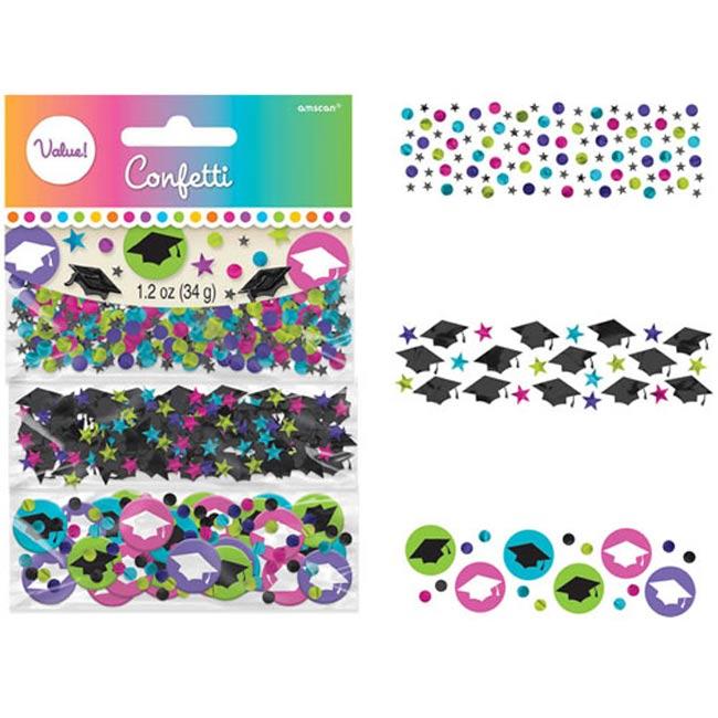 Graduation Confetti Mix by Amscan 360102 (3 designs in one pack) and available from Karnival Costumes online party shop