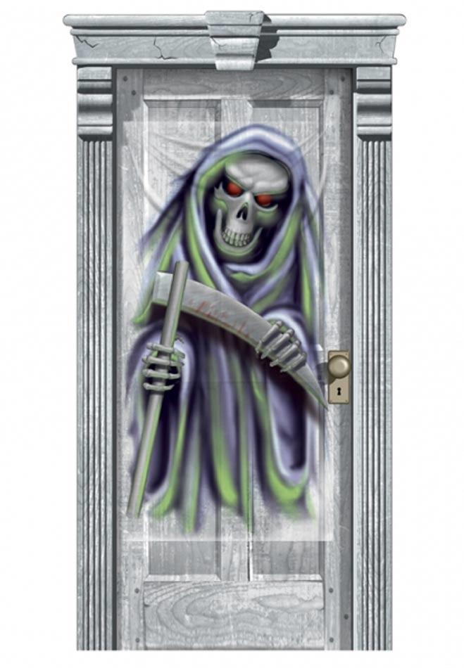 Grim Reaper Door Gore Decoration for Halloween by Amscan 241074 available here at Karnival Costumes online Halloween shop