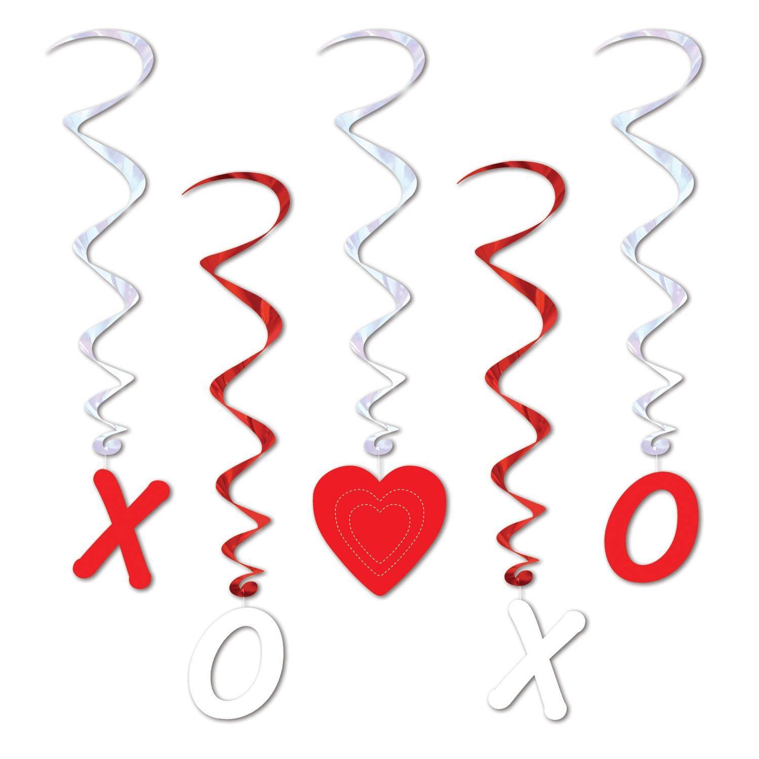 Long 40" Valentine's Whirls pk5 by Beistle 70049 available here at Karnival Costumes online party shop