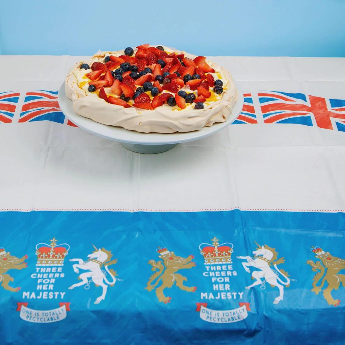 Right Royal Spectacle Tablecover for the Royal Jubilee by Talking Tables ROYAL-TCOVER available here at Karnival Costumes online party shop