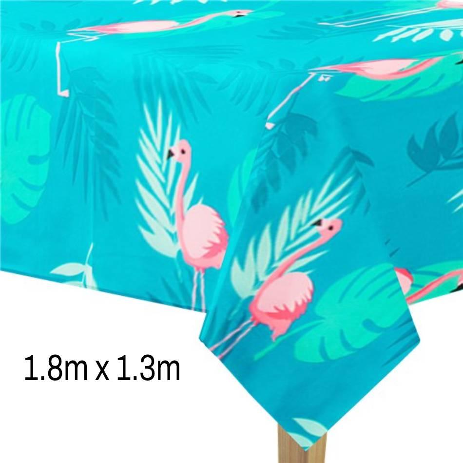 1.8m x 1.3m Plastic Flamingo Tablecover by Boland 52558 available here at Karnival Costumes online party shop