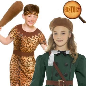 Children's historically them,ed fancy dress costumes. Great range across all time periods available here at Karnival Costumes online party shop