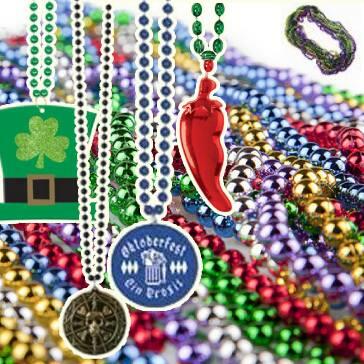Themed bead strings with medallions attached. Superb selection covering lots of party themes from Mexican to St Patrick's Day and lots more available here at Karnival Costumes online party shop.