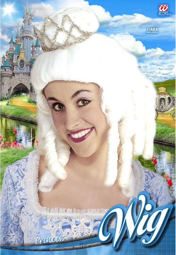 Princess Colonial Wig in White With Tiara by Widmann M6177 available here at Karnival Costumes online party shop