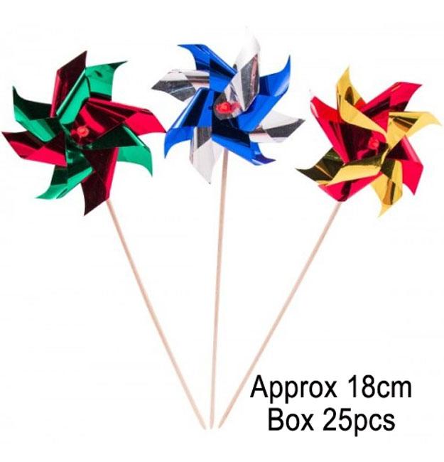 Box 25 individual Party Pick Wiindmills by Folat 61565 and available from Karnival Costumes
