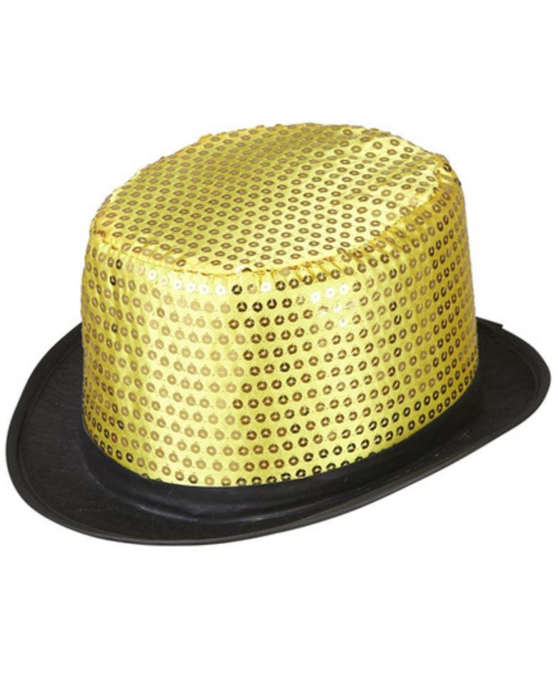 Gold Sequin Top Hat by Widmann 0439 Karnival Costumes