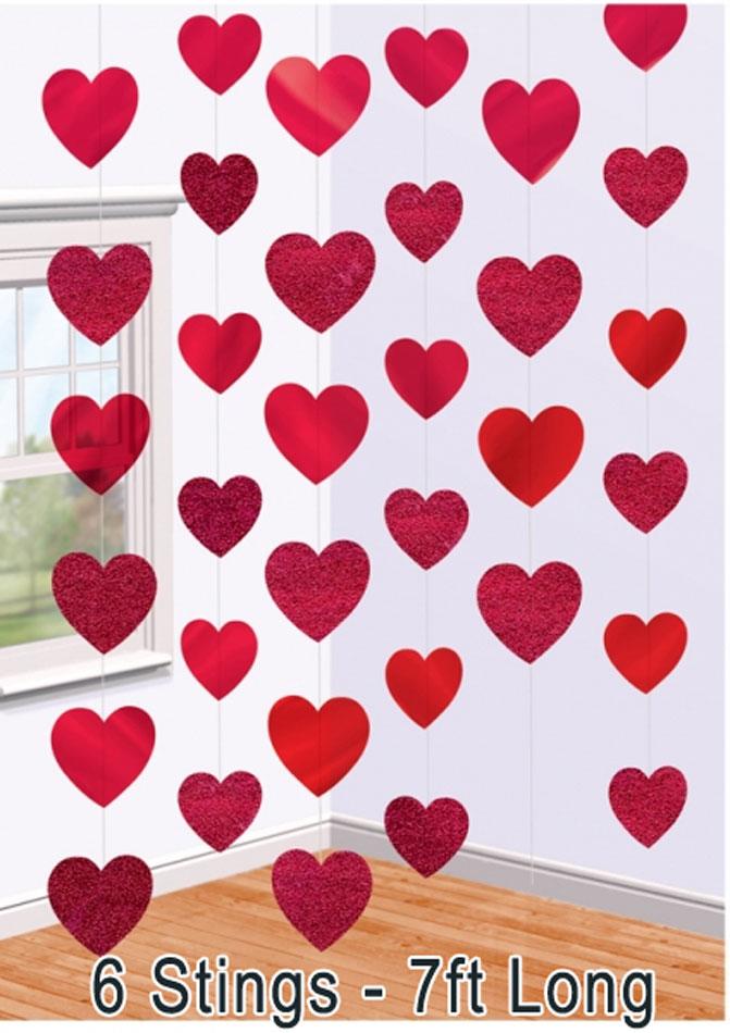 6x 7ft Heart Strings by Amscan 678407 Engagement, Wedding or Valentines Day Party Decorations available from Karnival Costumes