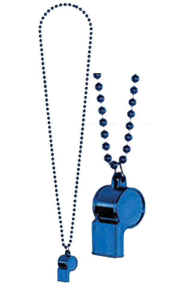 Blue Whistle on beaded chain by Amscan 399909-22 and available from Karnival Costume online party shop
