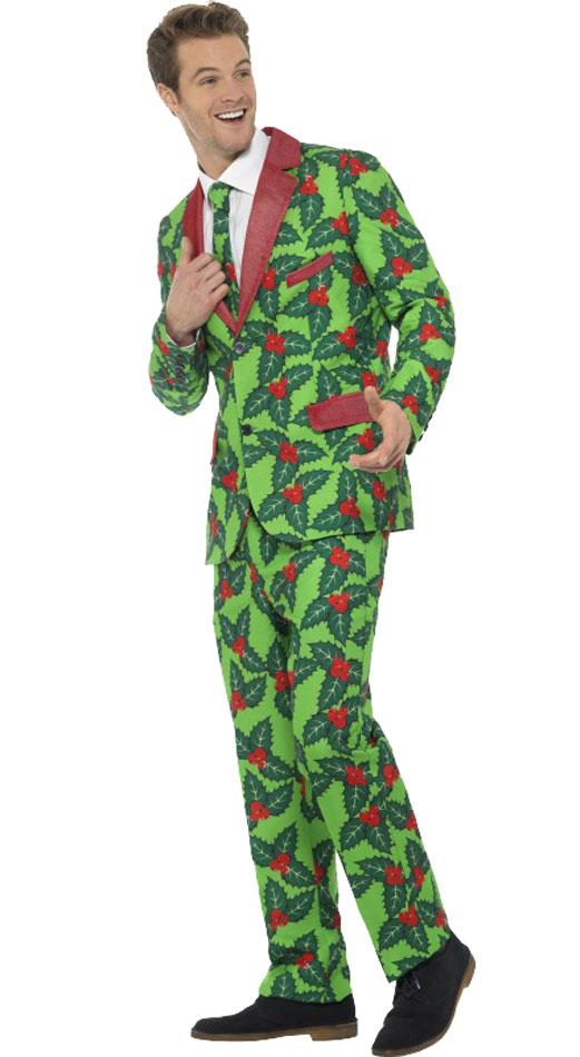 Stand Out Suit - Christmas Holly Berry in sizes med, lrg and xl by Smiffys 44902 available here at Karnival Costumes online Christmas party shop