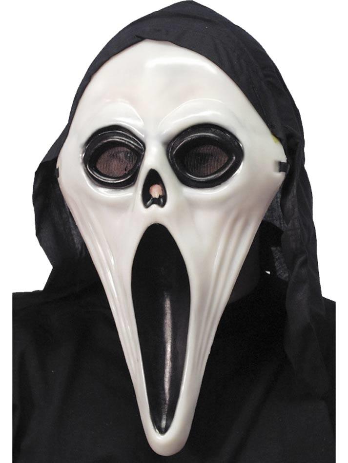 Glow in the Dark Screamer Mask with Hood 99024 available here at Karnival Costumes online Halloween party shop