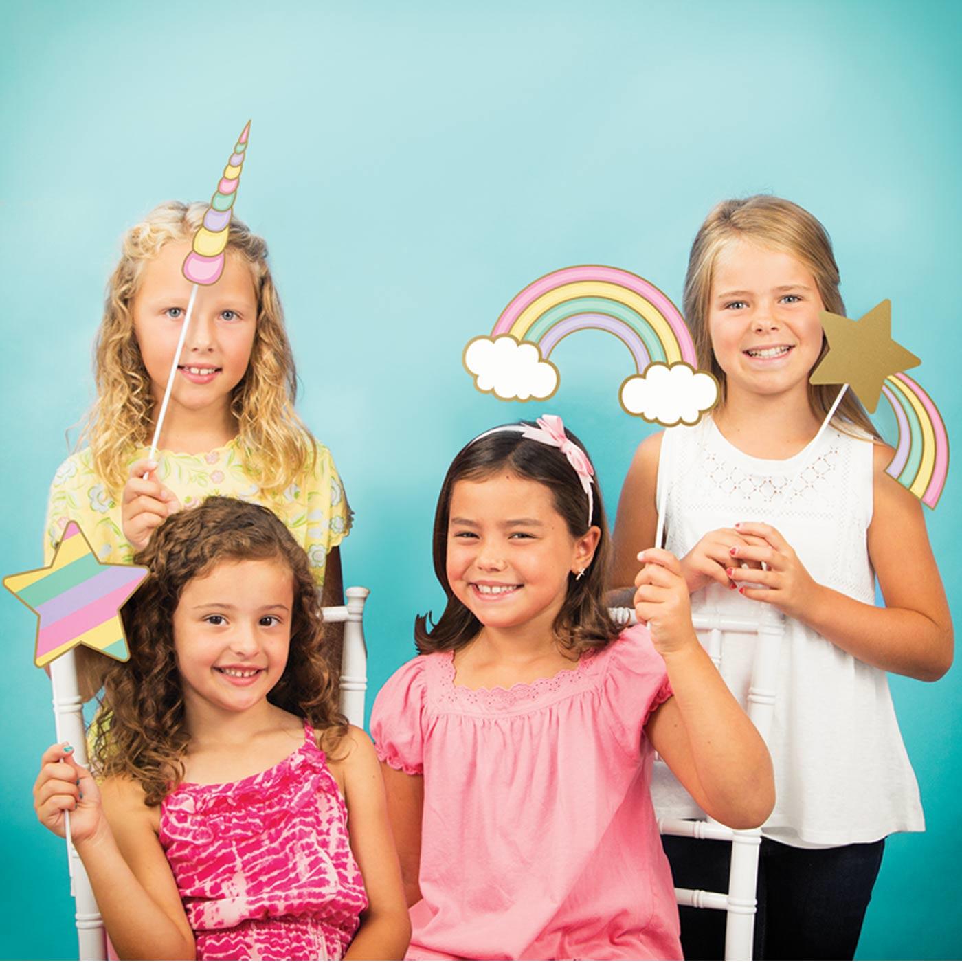 Girl's Unicorn Party Sparkle Photo Booth Props 10pc Set by Creative Party 329308 available in the UK here at Karnival Costumes online party shop