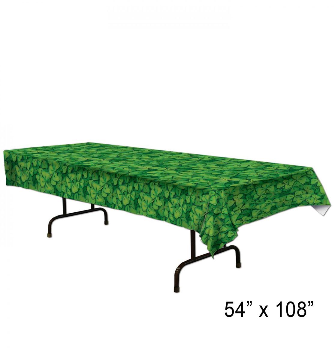 Shamrock Plastic Tablecover - 108" x 54" by Beistle 30427 and available in the UK here at Karnival Costumes online party shop