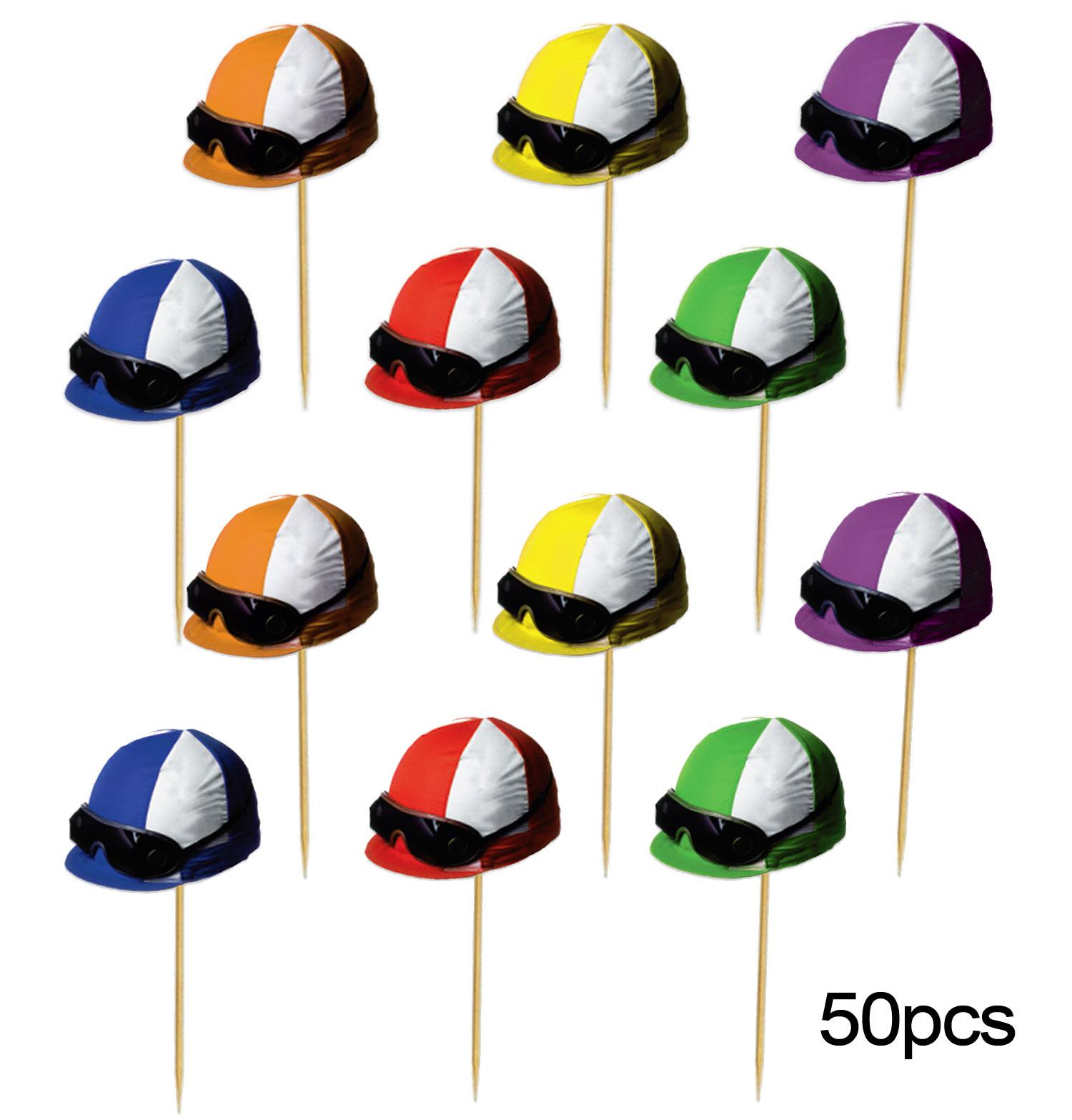 Pk 50 Jockey Helmet party picks for Derby Day and other horse racing themed parties. By Beistle 60966 available here at Karnival Costumes online party shop