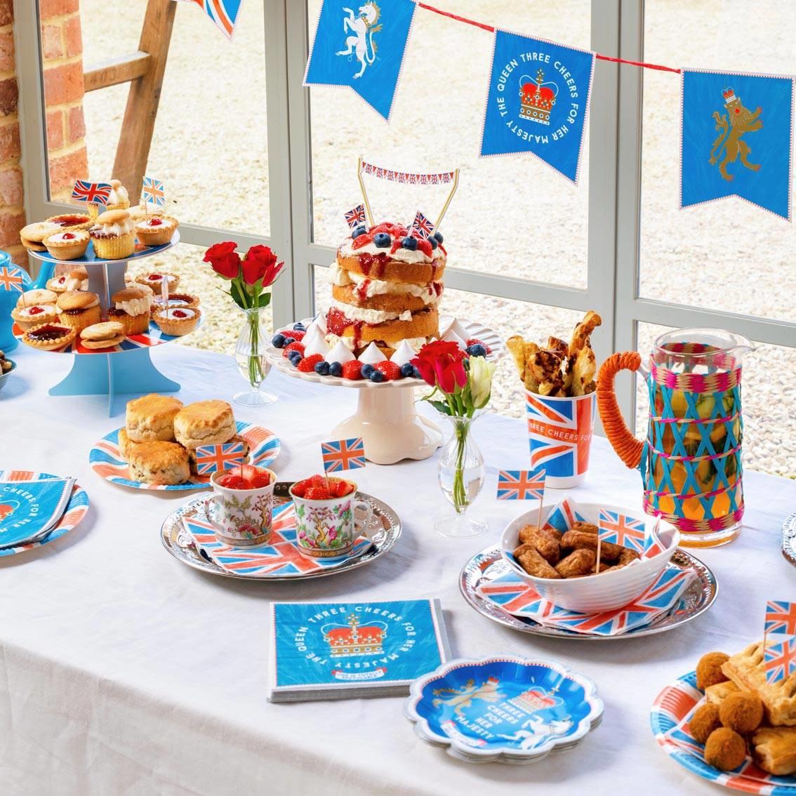 A Right Royal party spread showing products available here at Karnival Costumes online party shop