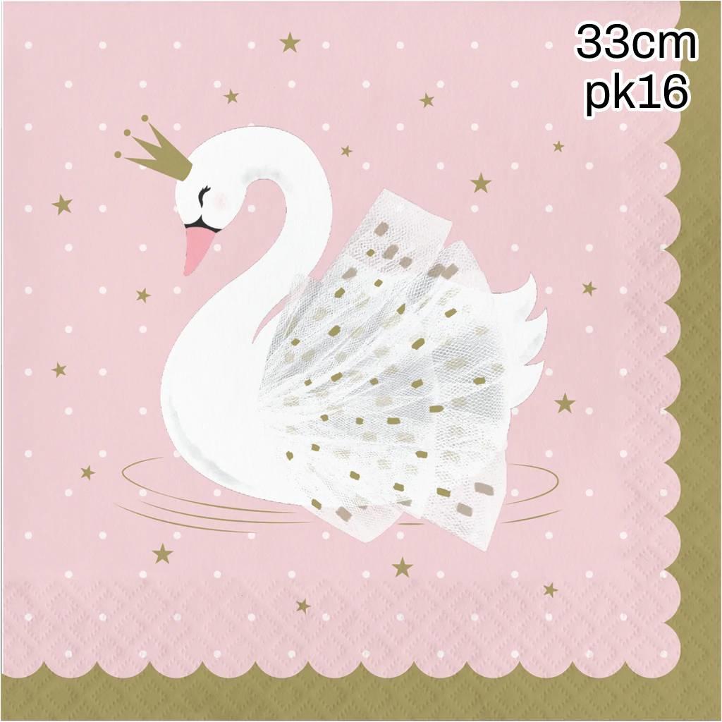Pk16 2ply Stylish Swan Napkins by Creative Party PC343836 available here at Karnival Costumes online party shop
