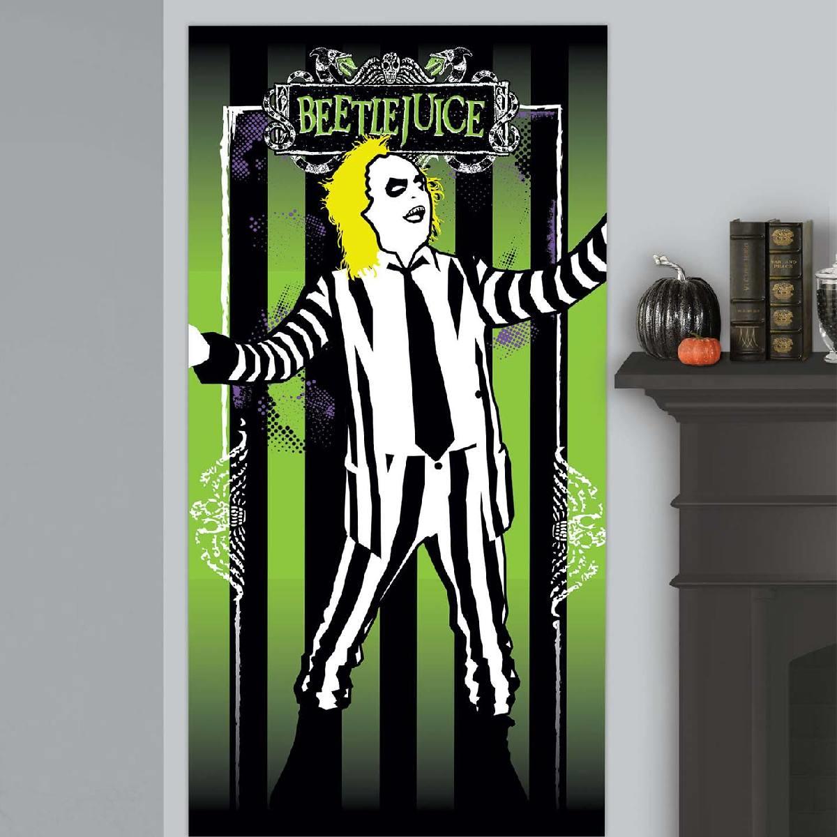 Beetlejuice Door Cover or Scene Setter Add-on in plastic by Amscan 671213 available here at Karnival Costumes online party shop
