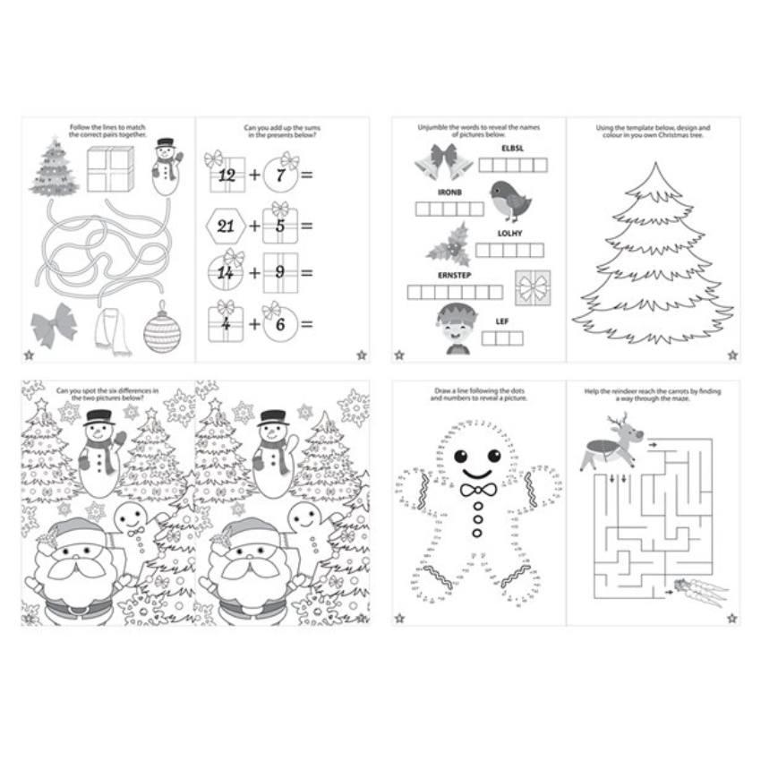 16-page Christmas Puzzle and Activity Book 10.5cm x 14.5cm by Henbrandt W35315 available here at Karnival Costumes online Christmas party shop