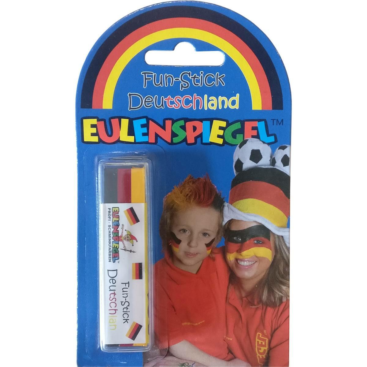 Eulenspiegel Face and Body Paint Fun Stick in black, red and yellow 626009 available here at Karnival Costumes online party shop