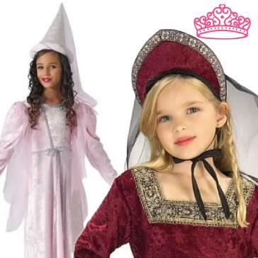 Medieval and Renaissance period princess fancy dress costumes for girls. Great selection available here at Karnival Costumes online party shop