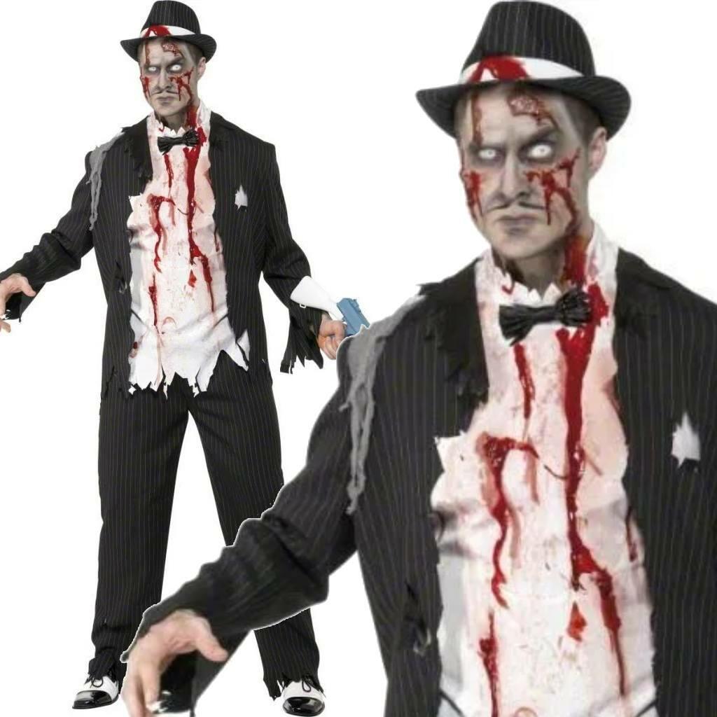 Men's Halloween zombie gangster costume by Smiffys 31910 available here at Karnival Costumes online party shop
