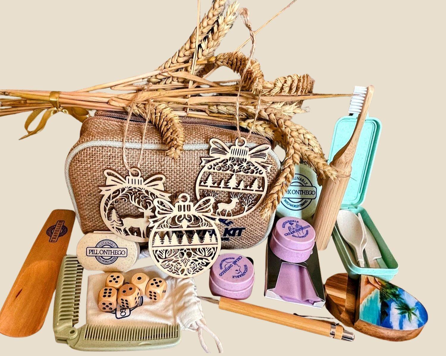 Family eco Christmas gift set – sustainable travel kit for kids and parents