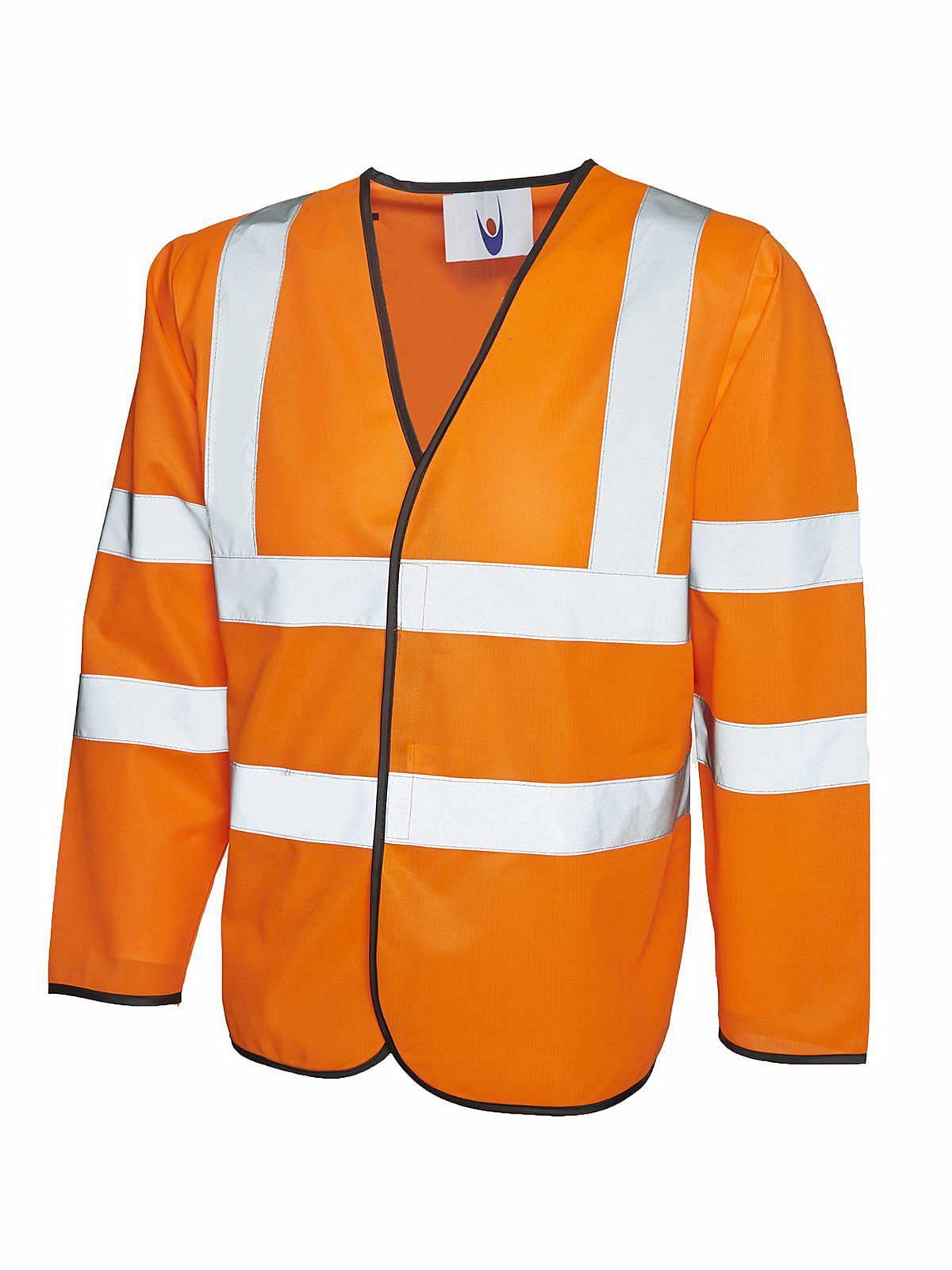 Uneek Long-Sleeve Safety Waist Coat in Orange (Product Code: UC802)
