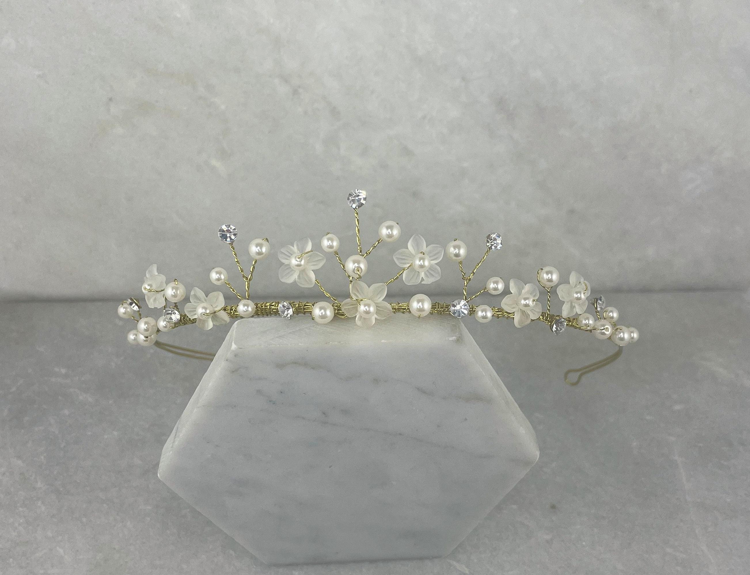 Childrens Gold Flower Tiara Gold Flower Girl Tiara Gold Communion
