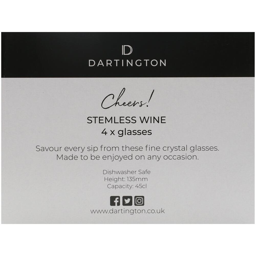 Dartington Cheers Stemless Wine Glasses Ml Set Of Dishwasher Safe